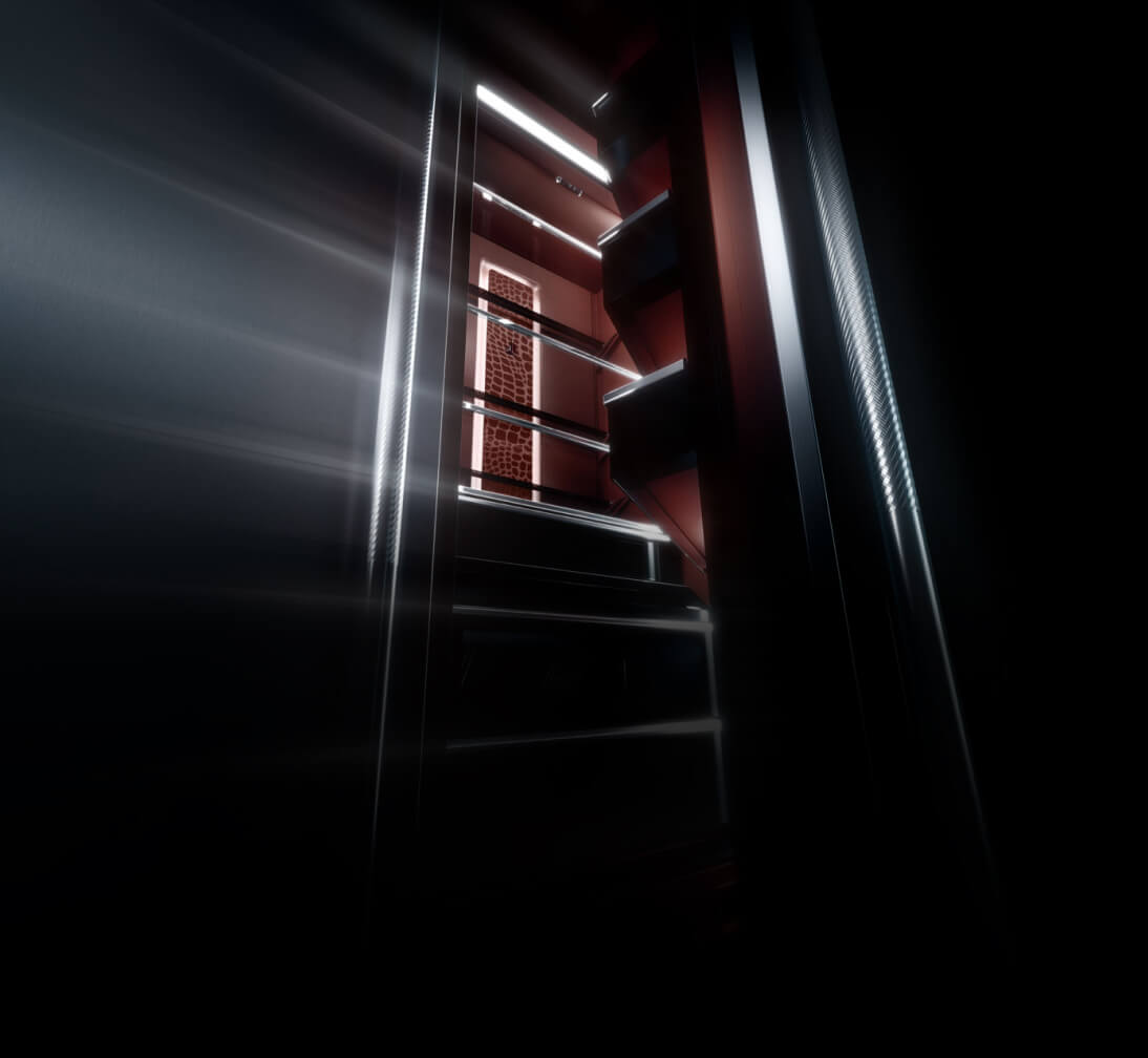 A Burlesque column pair with light streaming out.